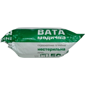 Вата медична гігроскопічна нестерильна ролик 50 г Юрія-фарм
